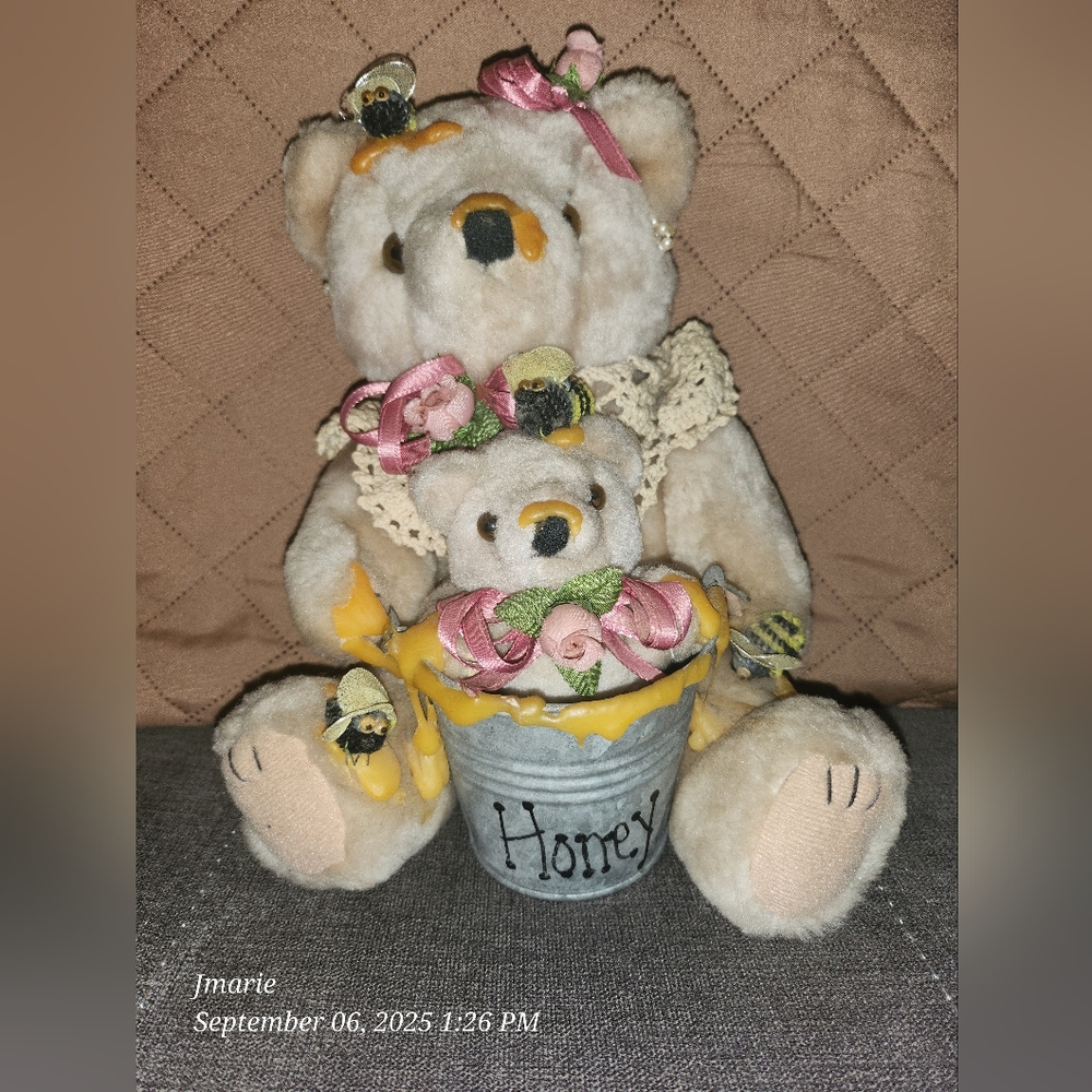 Rare/vintage Teddy Bear with Honey Pot